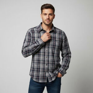 Blue Mountain Large Red White Black Plaid Long Sleeve Flannel Shirt